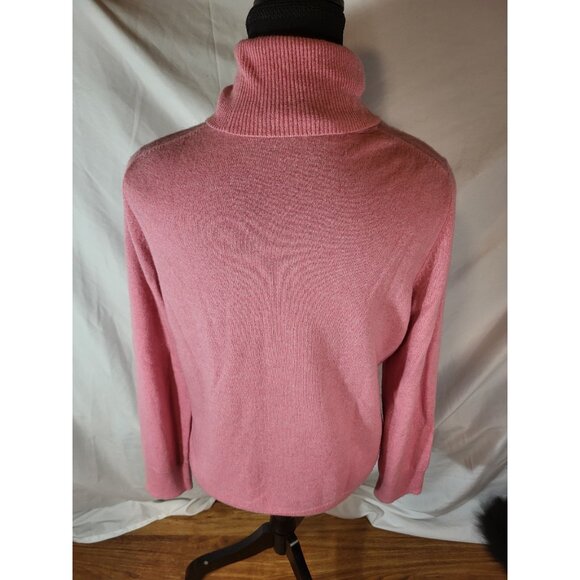 Talbots Pure Cashmere Sweater L Pink Perfect Turtleneck Soft Cozy Comfy - Picture 5 of 6